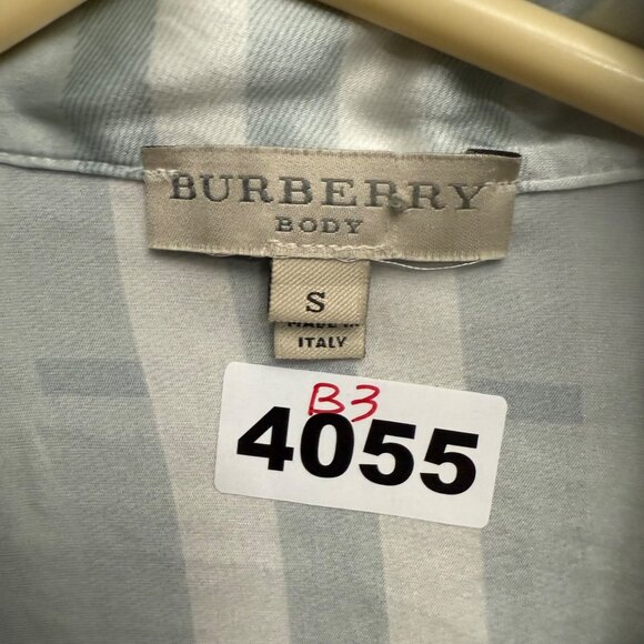 Burberry Womens Pajama Light Blue Plaid Silk Button-Up Shirt Small - Picture 6 of 8